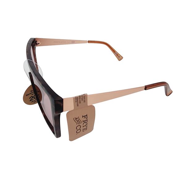 Frye Brown Tortoise Shell Oversized Square Shield Sunglasses Rose Gold 100& UV main image 6